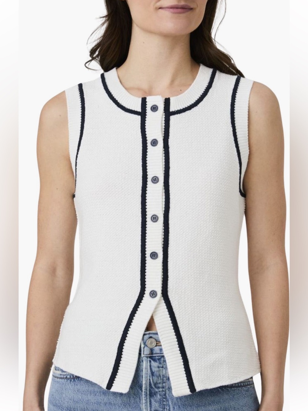 French Connection Contrast Piped Sweater Vest